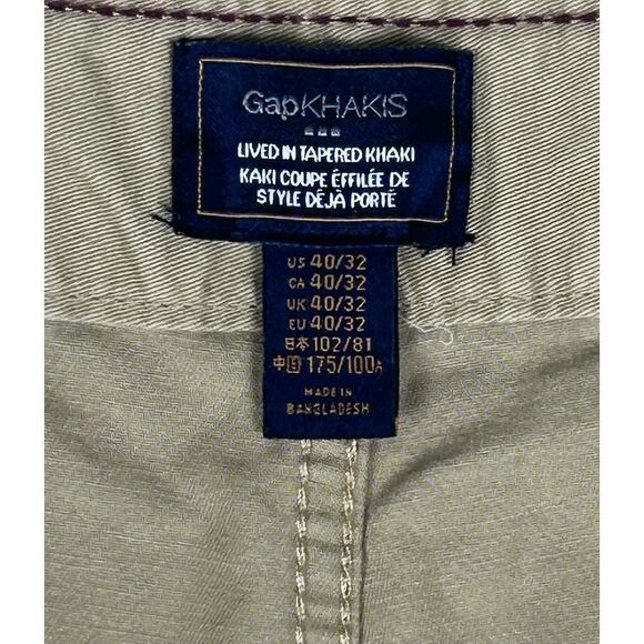 Gap Khakis Mens Chino Pants Size 40x32 Beige Tapered Khaki Cut in a Worn Style - Picture 7 of 13